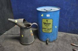 A VINTAGE PARAFFIN CAN with tap and a vintage oil can with funnel (2)