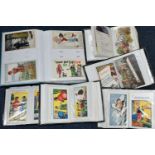 A BOX CONTAINING SIX ALBUMS OF POSTCARDS, approximately 435 Saucy Seaside / Comedic, including an