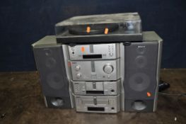 A SONY EX-880MD MIDI HI FI with a pair of matching speakers along with a Project Debut 2 turntable