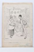 STARR WOOD (1870-1944) A CARTOON / ILLUSTRATION, POSSIBLY FOR PUNCH MAGAZINE, a male figure is