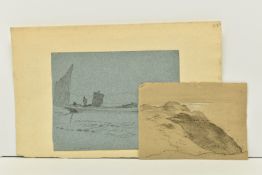 JOHN LINNELL (1792-1882) A SKETCH OF TWO BOATS, signed bottom left, pencil on paper, approximate