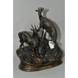 A HOLLOWCAST BRONZE FIGURE GROUP AFTER JULES MOIGNEZ (FRENCH, 1835-1894), depicting a pair of