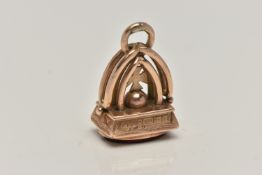 A LATE VICTORIAN 9CT GOLD FOB, of a rectangular form set with an oval polished carnelian inlay,