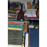 FIVE BOXES OF ASSORTED GENERAL REFERENCE BOOKS, including Formula 1, classic cars, supercars,