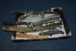 A QUANTITY OF ASSORTED PIECES OF CHROME CAR TRIM, to include a boot lock and a glazed