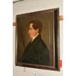 A 19TH CENTURY ENGLISH SCHOOL PORTRAIT OF A GENTLEMAN, the head and shoulders profile portrait