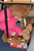 A LARGE NYLON PLUSH TEDDY BEAR, with a quantity of other assorted bears, including Russ Berrie,