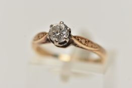 A SINGLE STONE DIAMOND RING, round brilliant cut diamond, approximate total diamond weight 0.40ct,