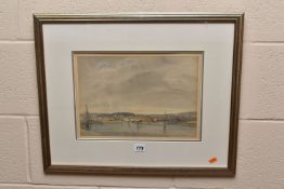 WILLIAM SIDNEY CAUSER (1876-1958) A DEPICTION OF A WORKING HARBOUR, signed bottom right, watercolour