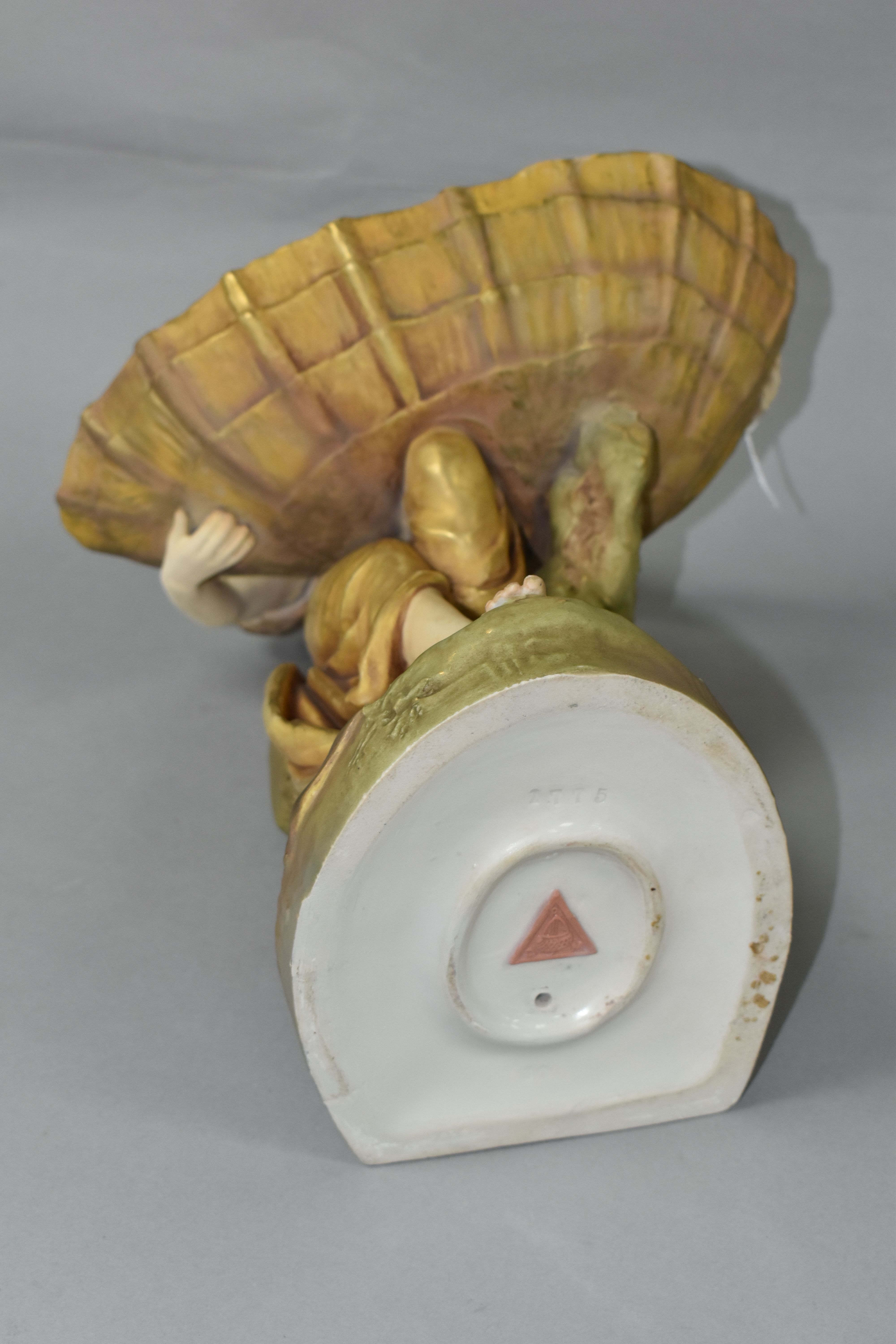 A ROYAL DUX FIGURAL COMPORT, modelled as a female figure holding a large shell, pink triangle mark - Image 7 of 7