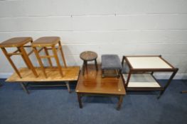 A SELECTION OF OCCASIONAL FURNITURE, to include a mid-century teak tea trolley, a mid-century