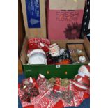 THREE BOXES OF CHRISTMAS TREES AND DECORATIONS, comprising a vintage boxed Walter Grafton & Son Ltd.