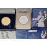 TWO BOXED COINS, to include a gold plated silver Tristan Da Cunha Diana, Princess of Wales Five