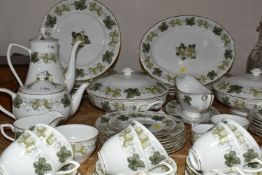A SIXTY FIVE PIECE ROYAL WORCESTER 'THE WORCESTER HOP - MATHON' DINNER SERVICE, comprising two