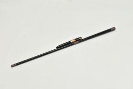 AN EDWARDIAN SILVER MOUNTED EBONISED CONDUCTOR'S BATON, the central band only hallmarked maker W&