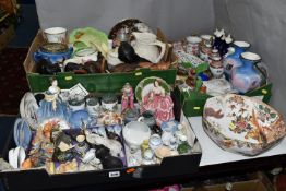 THREE BOXES AND LOOSE CERAMICS, GLASS WARES AND SUNDRY ITEMS, to include a large octagonal Royal
