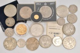 A 25 DOLLAR ENDAGERED WILDLIFE COIN AND ASSORTED COMMEMORATIVE COINS, 1990 Cook Islands,