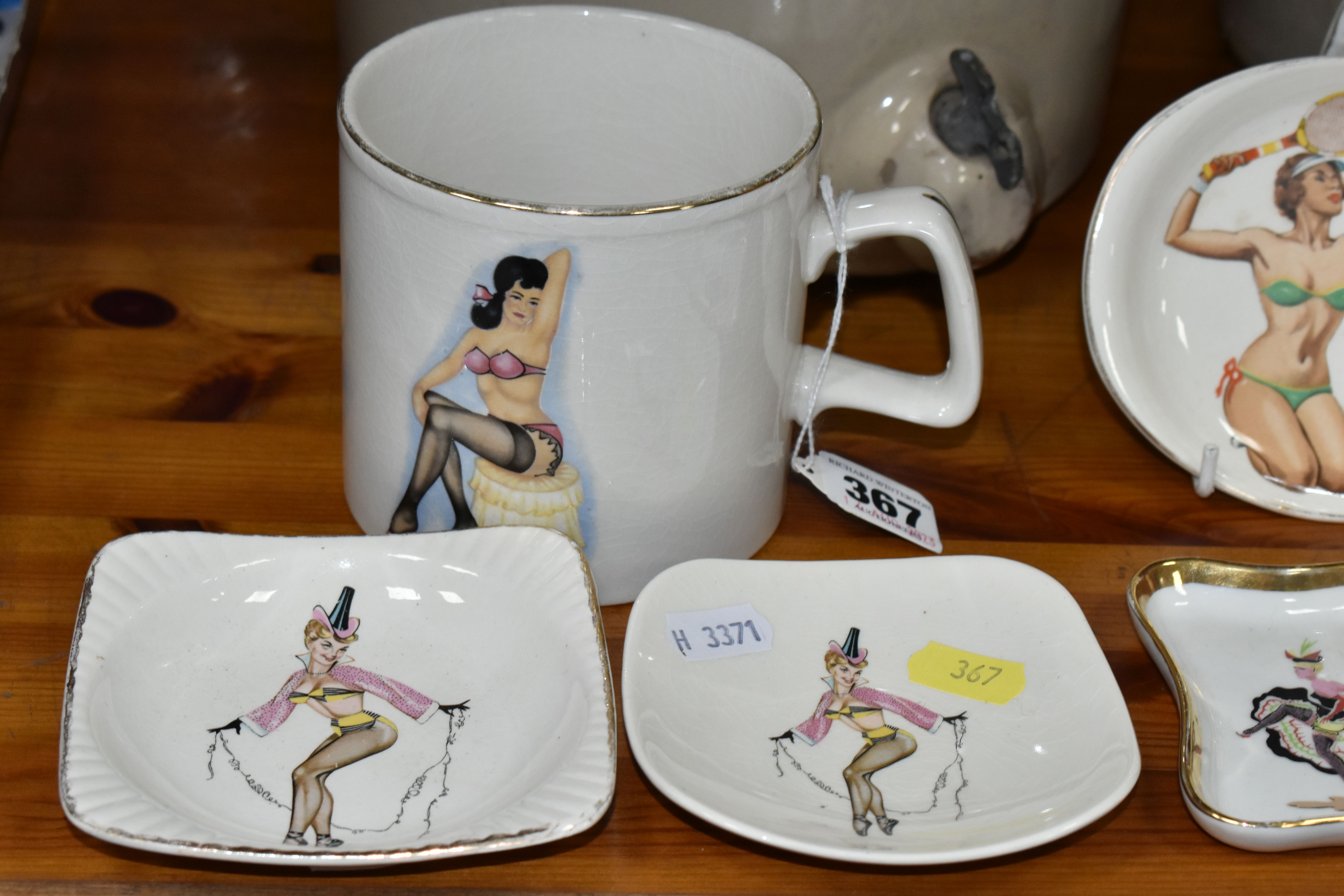 A COLLECTION OF 1940'S PIN-UP GIRL DESIGN TRINKET DISHES, comprising maker's names Sandland Ware, - Image 2 of 6