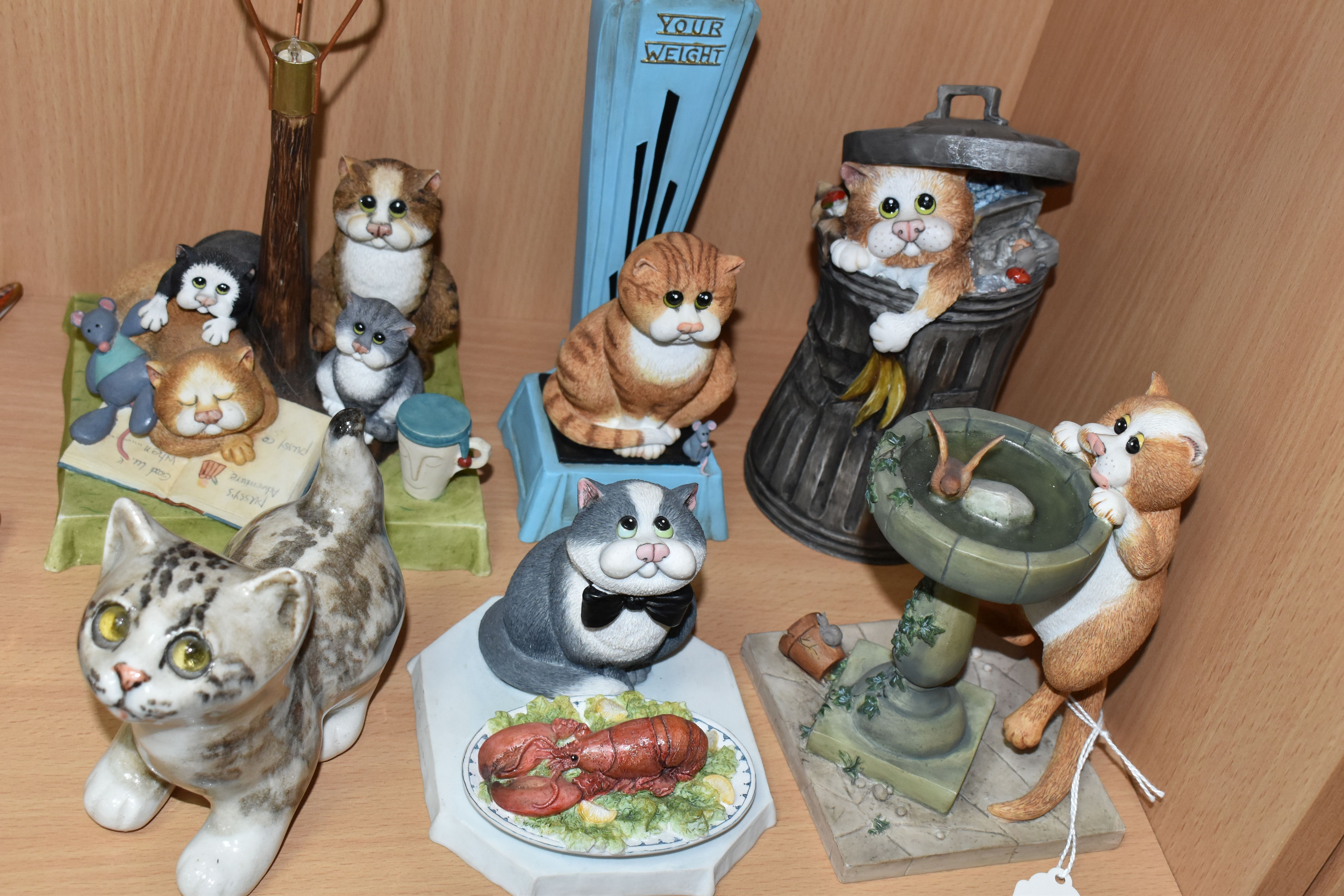 FIVE BORDER FINE ARTS 'COMIC & CURIOUS CATS' FIGURES, AND A WINSTANLEY KITTEN FIGURE, comprising - Image 2 of 7