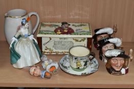 A GROUP OF ROYAL DOULTON CERAMICS, comprising the Three Musketeers small character jugs Athos,