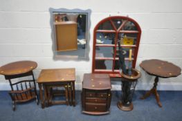 A SELECTION OF OCCASIONAL FURNITURE, to include an oak nest of three tables, Italian style tripod