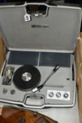 A PORTABLE PYE CAMBRIDGE TURNTABLE, model 1013/LW (1) (Condition Report: untested, case appears in