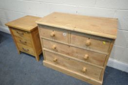 A 19TH CENTURY PINE CHEST OF TWO OVER TWO LONG DRAWERS, width 84cm x depth 45cm x height 74cm, and a