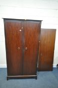 A STAG MINSTREL DOUBLE DOOR WARDROBE, width 97cm x depth 60cm x height 178cm, and a larger stag