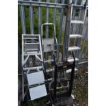 A SELECTION OF STEP LADDERS, to include a Beldray extention ladder, closed height 188cm, three other