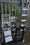 A SELECTION OF STEP LADDERS, to include a Beldray extention ladder, closed height 188cm, three other