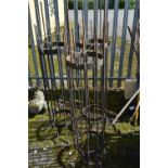 THREE WROUGHT IRON CYLINDRICAL TREE GUARDS, diameter 34cm x height 163cm (condition - rust to all,