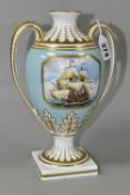A SPODE TWIN HANDLED 'THE ARMADA VASE', limited edition numbered to base 53/500, height 24cm (1) (