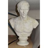 A LARGE PLASTER BUST OF JULIUS CAESAR, height 66cm (1) (Condition Report: some scuffs and marks)