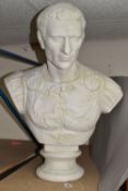 A LARGE PLASTER BUST OF JULIUS CAESAR, height 66cm (1) (Condition Report: some scuffs and marks)