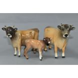 THREE BESWICK FIGURES OF JERSEY CATTLE, comprising Jersey Bull model no 1422, Jersey Cow no 1345,
