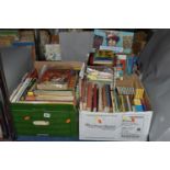 THREE BOXES OF CHILDREN'S BOOKS & MAGAZINES in hardback and paperback format to include vintage