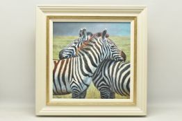 TONY FORREST (BRITISH 1961) 'NEAREST AND DEAREST', a signed limited edition print on board of zebras