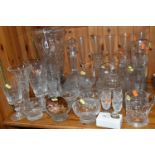 A GROUP OF CUT CRYSTAL, comprising a set of six Waterford sherry glasses, a set of six modern