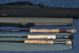 A GROUP OF THREE FISHING RODS, comprising a Grey's GRXi 9' 6 #6/7, a Sharpe's of Aberdeen 'The