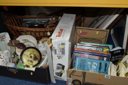 THREE BOXES AND LOOSE CERAMICS, BOOKS, PICTURES AND SUNDRIES, to include Copelands and New Chelsea