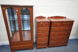 A TALL MAHOGANY CHEST OF FIVE DRAWERS, width 85cm x depth 46cm x height 111cm, a slim chest of