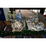 THREE BOXES OF CERAMICS, AND GLASSWARE, to include a Wade 'Johnny Walker' Scotch whisky