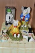 A GROUP OF CERAMIC FIGURES, comprising two boxed Royal Doulton Rupert Bear figures: Pretending to be