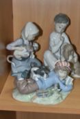 THREE LLADRO FIGURES, comprising Boy with Dog no 4522, sculptor Vicente Martinez, issued 1970-