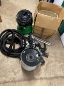 A NUMATIC GEORGE WET DRY VACUUM with two flexible dry and one wet pipes, water collection container,