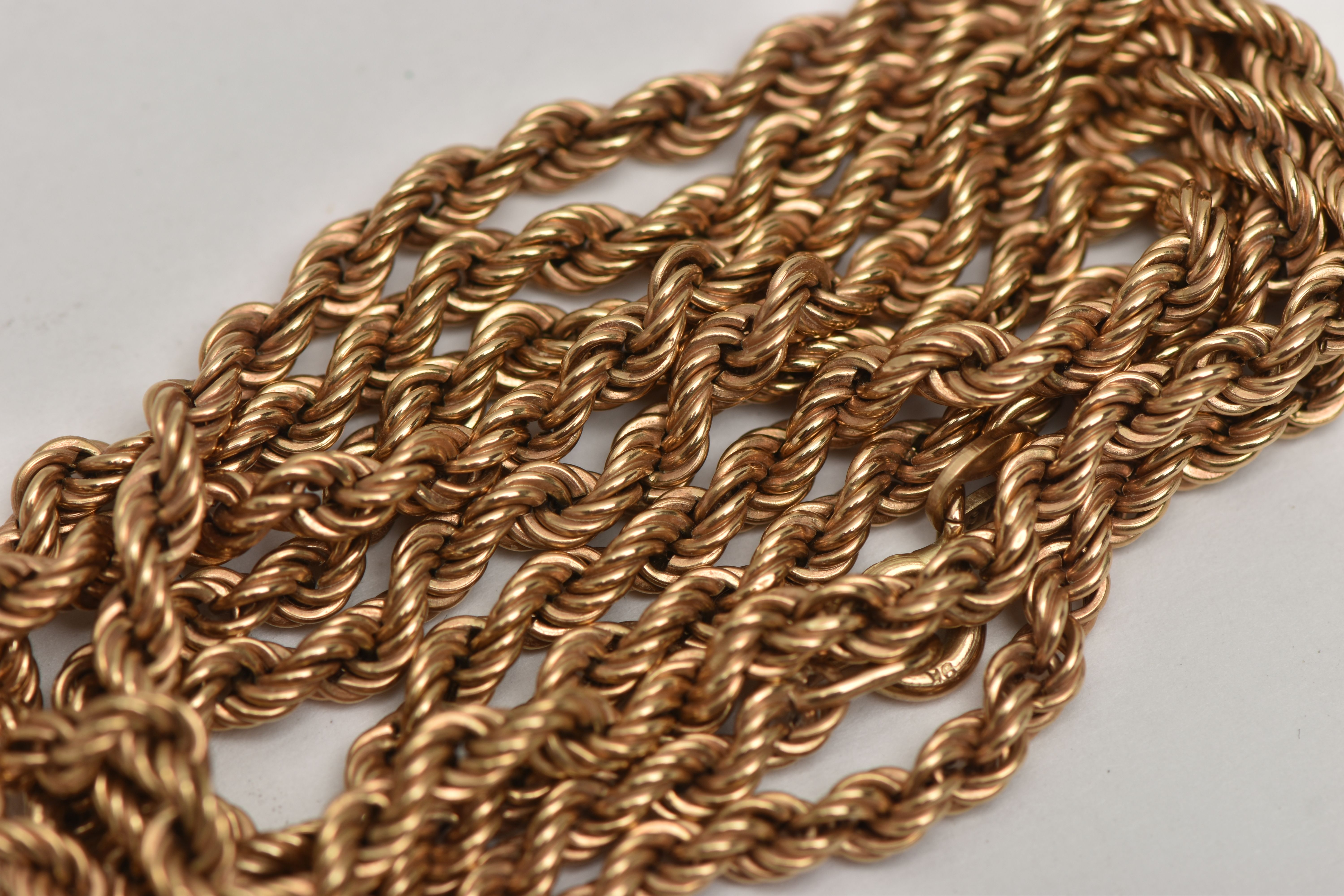 A 9CT GOLD ROPE TWIST CHAIN, fitted with a spring clasp, hallmarked 9ct London import, length 640mm, - Image 2 of 2