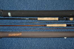 TWO SAGE FLY FISHING RODS, comprising a two piece FLi 590, 9ft 5# in good condition with rod tube