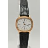 A LADYS 'OMEGA' WRISTWATCH, quartz movement, rounded square dial signed 'Omega De Ville Quartz',