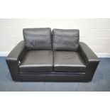 A NEXT BROWN LEATHER TWO SEATER SETTEE, length 160cm x depth 93cm x height 68cm (condition