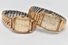 TWO 'BULOVA' WRISTWATCHES, the first hand wound movement, rectangular dial, signed 'Bulova',